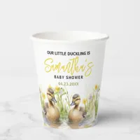 Cute Watercolor Duck Baby Boy Shower Paper Cups