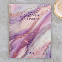 Purple Marble Glitter Veins and Swirls Yearly  Planner