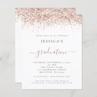Budget 2024 Graduation Rose Gold Glitter Invite