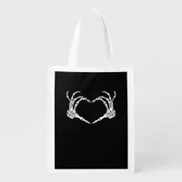 Skeleton Hand Heart Sign Costume Funny Halloween Grocery Bag