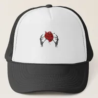 Heart And Hands Skeleton Heart Hands Soft Trucker Hat
