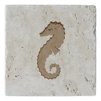 Stone Trivet - Stylized Seahorse Fossil