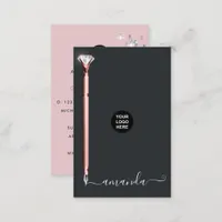 Rose Gold and Blush Pink Diamond Pen Business Card