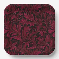 Burgundy Paisley Wedding Paper Plates