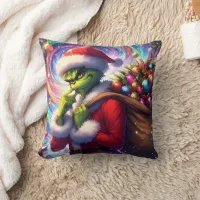 'The Grinch steals Christmas under lights' Throw Pillow