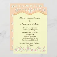 Light Orange Six Petal Flower Wedding Invitation