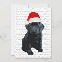Black Lab Merry Christmas Labrador Dog Santa Puppy Holiday Card