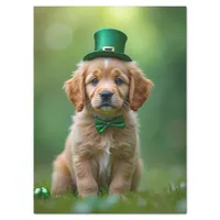 Cute puppy with St. Patrick's outfit, shamrocks  Tissue Paper