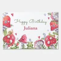 Woodland Forest Watercolor Mushroom Birthday Party Sign