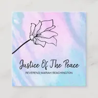 *~* JUSTICE OF THE PEACE -  Flower Pink Turuqoise Square Business Card
