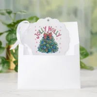 Jolly Holly Christmas Tree Photo Ornament Card
