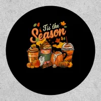 Tis The Season Pumpkin Leaf Latte Fall Thanksgivin Patch