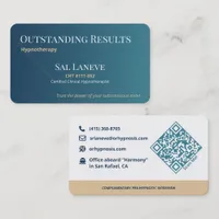 Sleek Outstanding Results Hypnotherapy QR Code URL Business Card