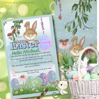 Watercolor cute Boy's Letter to the Easter Bunny 