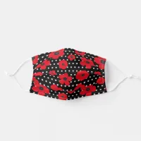 Poppies and Polka Dots Red Black and White Adult Cloth Face Mask