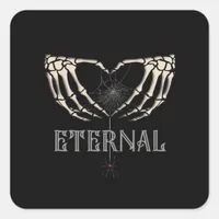 Skeleton Hands Heart Classic Square Sticker