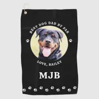 Custom DOG Photo Best DAD By Par Paw Prints Golf Towel