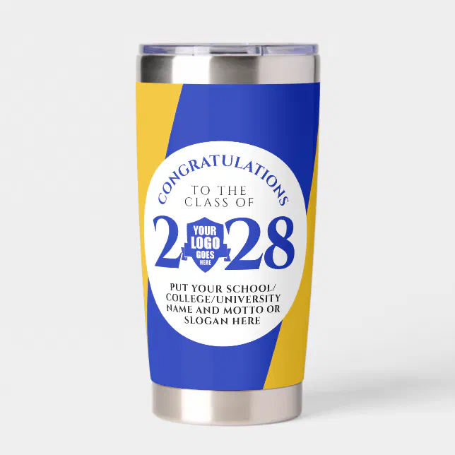 Blue Gold School College University Graduation Insulated Tumbler