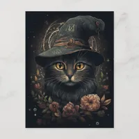 Adorable Witch Cat Postcard