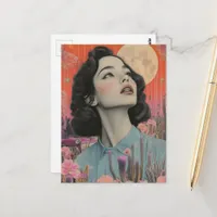 Vintage Woman in the Desert Postcard