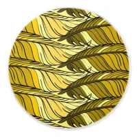 Drawer Pull - Tiled Yellow Feathers