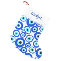 Lucky Symbol Evil Eye Patterned Personalised Small Christmas Stocking