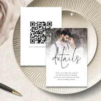 Modern QR Code Photo Overlay Wedding Details Enclosure Card