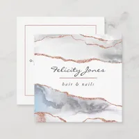 White and Rose Gold Agate Business Card