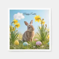 Cute Easter Bunny and Daffodil  Napkins