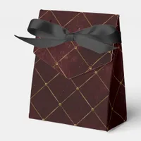 Deep Burgundy and Gold Lattice Pattern Favor Boxes