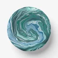 Turquoise and Blue Ocean Wave Swirls  Paper Bowls