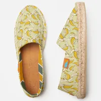 Tropical Yellow Banana Fruit Pattern on Beige Espadrilles