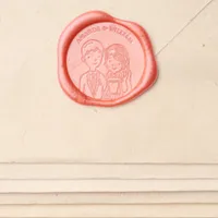 Simple, Cartoon-Iike  Spouses Illustration Wedding Wax Seal Sticker