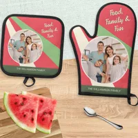 Food, Family & Fun Abstract Modern Photo Oven Mitt & Pot Holder Set