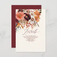 Burgundy Orange Floral Fall Wedding Enclosure Card