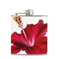 Red Hibiscus Flower Side View Hip Flask