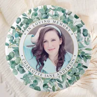 Funeral Eucalyptus Personalized Photo Memorial  Button