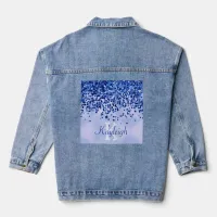 Simple Blue Brushed Metal and Glitter Monogram | Denim Jacket