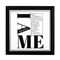 Custom Name I Am Me Female Empowerment Black Text Gift Box