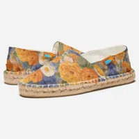 Pretty Orange and Blue Flowers Floral Patterned Espadrilles