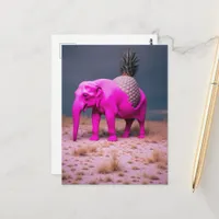 Pink Pinapple Elephant Surreal Postcard