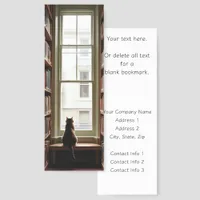 Cat in Library Window Alcove Business Promotional Bookmarks