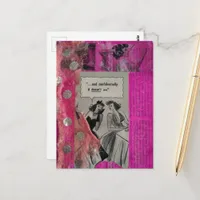Vintage Beauty Ads on Pink Mixed Media Collage Postcard