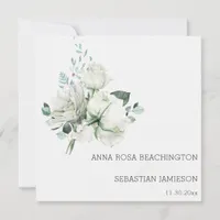 *~* White Floral Bouquets AR15 QR + RSVP Wedding Invitation