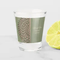 Elegant Modern Sage green gold mandala ethnic Shot Glass