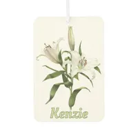 White Oriental Lily Botanical Art Personalized  Air Freshener