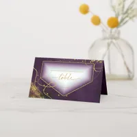 Fine Lines Gold Abstract Wedding Table Plum ID867 Place Card