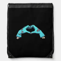 Zombie Hands Heart Halloween Spooky Drawstring Bag