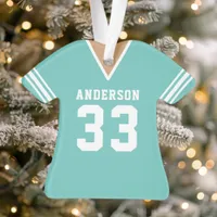 Personalized Teal Football Jersey Ornament