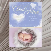 We're on Cloud Nine Photo Birth Announcement